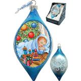 The Holiday Aisle® Baby 1st Christmas Glass Ornament Drop Holiday Splendor Collection Glass in Blue/Brown/Green | 3.5 H x 3 W x 1 D in | Wayfair