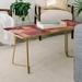 East Urban Home Mareike Boehmer Strokes Rose Coffee Table Wood/Metal in Brown/Gray/Indigo | 19 H x 38 W x 19 D in | Wayfair