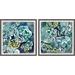 Ebern Designs 'Rose Diptych' by Marmont Hill - 2 Piece Picture Frame Set Paper in Black/Blue/Green | 12 H x 24 W x 1.5 D in | Wayfair