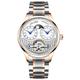 B BINGER Men's Automatic Watch Dual Time Clown Moon Phase Ailang Series Watches (Rose Gold White)