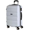 ITACA - Rigid Suitcase Medium Size - ABS Medium Suitcase 65cm Hard Shell Suitcase - Lightweight 20kg Suitcase with Combination Lock - Lightweight and Resistant Travel Medium Size Suitcase T7166, White