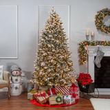 The Holiday Aisle® Natural Cut Flocked Mountain 7.5" Green Fir Artificial Christmas Tree w/ Clear Lights in White | 90" H x 55" W x 55" D | Wayfair