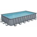 Piscine tubulaire grise - ludo 5 - 7.32 x 3.66 x 1.32 m - Filtration à sable 5,7m3/H