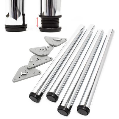 Wiltec - Edelstahl Tischbein 4er Set Möbelfuss Verstellbar Ø60mm 710mm Chrom Image
