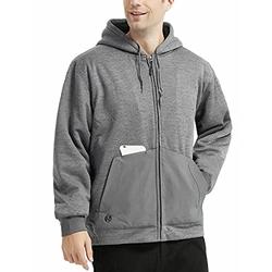 HARD LAND Men's Sherpa Fleece Jacket Hoodie Winter Thick Work Jacket Full Zip Hooded Outerwear Sweatshirt Size XXL Grey