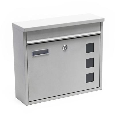 Wiltec - Briefkasten Postkasten Design silberfarben pulverbeschichtet Wandbriefkasten Mailbox V12