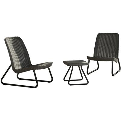 Rio Loungeset - 2 Personen - Kunststoff - Anthrazit - Set aus 2 Stühlen und einem kleinen Tisch Image