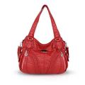 NICOLE & DORIS Woman Shoulder Bag Casual Crossbody Bag Shopper Soft PU Leather Handbag for Ladies Fashion Hobo Bag Large Capacity Tote Bag Red