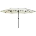 Parasol xl de Jardin ou de Terrasse Blanc Beige avec Pied Central Noir, Toile 270 x 460 cm Anti uv