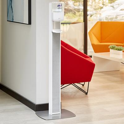 Purell® 7308-DS-SLV Messenger™ ES8 1200 mL White Automatic Hand Sanitizer Dispenser with Silver Panel Floor Stand