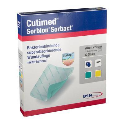 Cutimed Sorbion Sorbact Wundauflage 20x20 cm 12 St Kompressen Image
