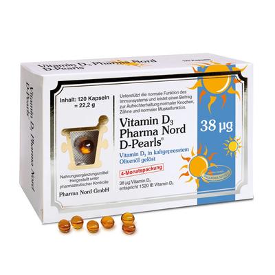 Vitamin D3 Pharma Nord D-Pearls 38 µg Kapseln 120 St Image