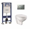 Geberit - Pack wc UP320 + Cuvette grohe sans bride Bau Ceramic + plaque Sigma chr mate