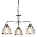 Searchlight 1683-3SS Bistro II Three Light MultiArm Ceiling Light in Satin Silver with Glass Shades