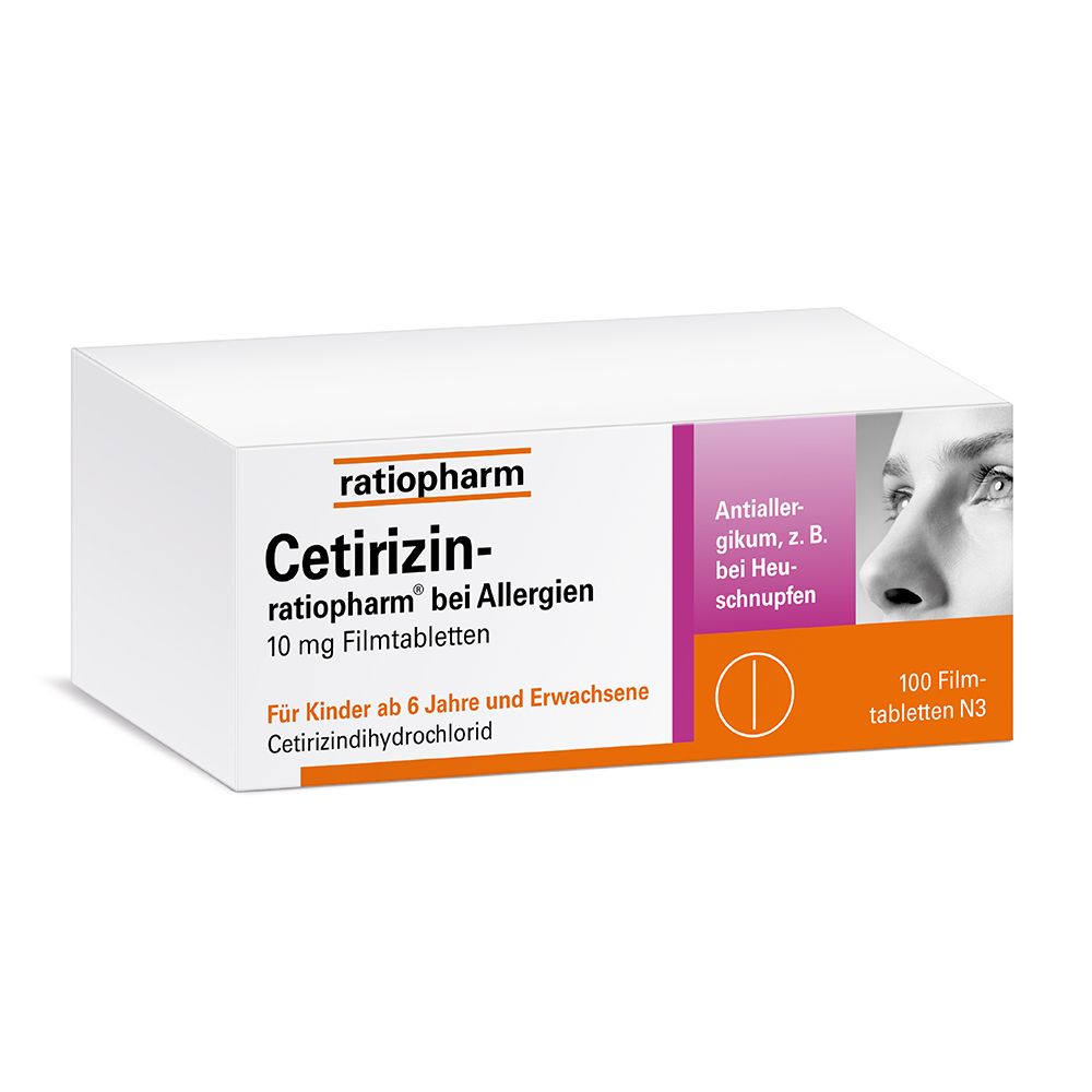 CETIRIZIN-ratiopharm bei Allergien 10 mg Filmtabl. 100 St Filmtabletten