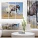 East Urban Home 'White & Black Horses Galloping in Desert' Photographic Print Multi-Piece Image on Wrapped Canvas in Black/Blue/Brown | Wayfair