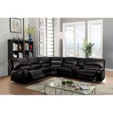 Black Reclining Sectional - Lark Manor™ Dearing 127" Wide Faux Leather Symmetrical Corner Sectional Faux Leather | 41 H x 127 W x 138 D in | Wayfair