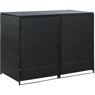 Mülltonnenbox für 2 Tonnen Poly Rattan Schwarz 148x80x111 cm Vidaxl