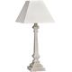 Tall Shabby Chic Grey Taupe Distressed Square Table Bedside Lamp w Linen Shade 52cm