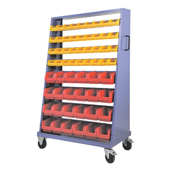 THURMETALL Sichtlagerkastenwagen mit 120 Kästen blau, 101.5x165.5x60 cm