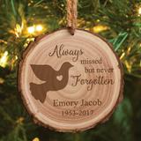 The Holiday Aisle® Always Missed Memorial Personalized Holiday Shaped Ornament Wood in Brown | 3.75 H x 3.75 W x 0.25 D in | Wayfair