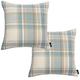 McAlister Textiles Set of 2 Heritage Duck Egg Blue Tartan Check Cushions With Filling Square Throw Pillows for Bed or Sofa 43x43 Cm - 17x17 Inches