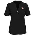 Women's Black Houston Cougars Strata Textured Henley Shirt