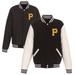 Men's JH Design Black Pittsburgh Pirates Reversible Fleece Jacket with Faux Leather Sleeves