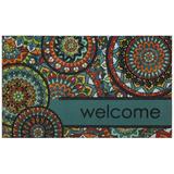 Bungalow Rose Sharpsburg Welcome Kingdom 30" x 18" Non-Slip Outdoor Door Mat Synthetics in Blue/Green | Wayfair E35901738F174AC3B14A14AD2AB3E6D7