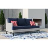 Tommy Hilfiger Hampton Outdoor Mesh Sofa w/ Cushions, Coastal White & Navy Metal in Blue/White | 34 H x 78 W x 33.9 D in | Wayfair ODSO10012A