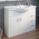 ESSENTIALS 1050mm Bathroom Vanity Unit & Basin Sink Gloss White Floorstanding Tap + Waste