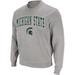 Men's Colosseum Heather Gray Michigan State Spartans Arch & Logo Crew Neck Sweatshirt