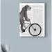 Winston Porter 'Schnauzer on Bicycle Text, Gray' Graphic Art Print on Wrapped Canvas in Gray/Green | 24 H x 18 W x 2 D in | Wayfair