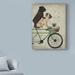 Winston Porter 'Pugs on Bicycle' Graphic Art Print on Wrapped Canvas in White/Black | 47 H x 35 W x 2 D in | Wayfair