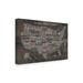 17 Stories 'US City Map on Wood Gray' Textual Art on Wrapped Canvas Metal in Brown | 22 H x 32 W x 2 D in | Wayfair