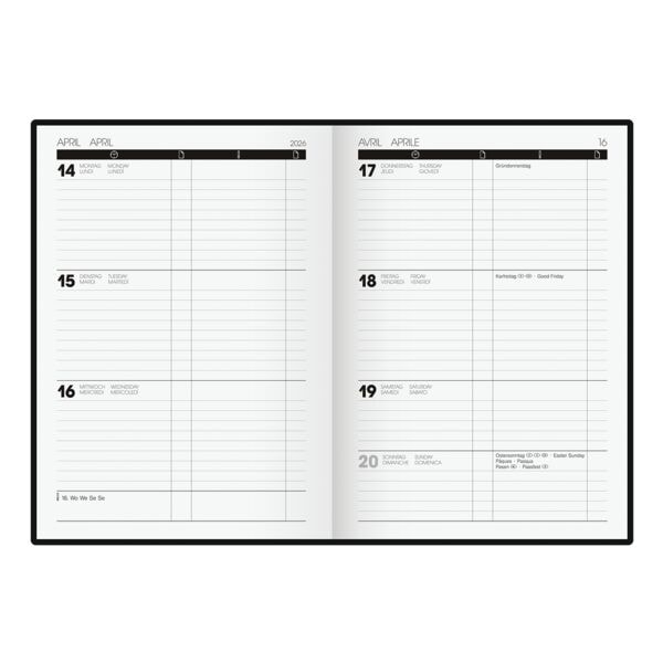 Brunnen Buchkalender A5 »TimeCenter« 2026 schwarz, 15.1x21.4x2 cm Image