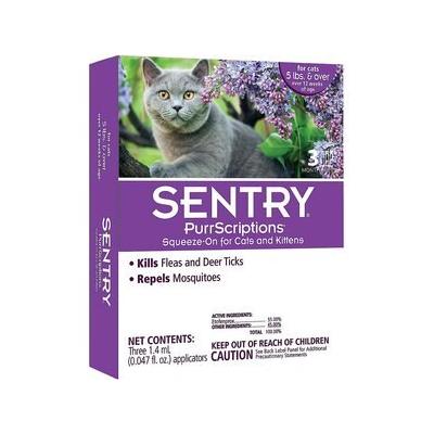 Sentry PurrScriptions Flea & Tick Spot Treatment for Cats, over 5 lbs, 3 Doses (3-mos. supply)