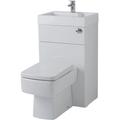 Eckige Toilette mit Spülkasten und integriertem Waschbecken