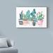 Bungalow Rose Cactus Water Color by Marietta Cohen Art & Design - Wrapped Canvas Print Canvas in Blue/Gray/Pink | 16 H x 24 W x 2 D in | Wayfair