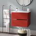 Orren Ellis Stellan 24" Wall-Mounted Single Bathroom Vanity Set Wood/Ceramic in Red | 19.88 H x 23.63 W x 18.38 D in | Wayfair