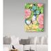 Winston Porter 'Butterflies in Roses Welcome' Acrylic Painting Print on Wrapped Canvas in Green/Pink/Yellow | 19 H x 12 W x 2 D in | Wayfair