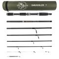 Rigged and Ready Smuggler 7 Travel Fishing Rod & Case. Compact yet powerful 8.5’ (235cm) rod, with 2 tips, for spin and general fishing. The most powerful Smuggler rod for fish up to 20lbs (10kg)