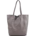ER Traders Ltd Ladies Soft Italian Real Leather Shopper Tote Bag Women Girls Shoulder Bag (Dark Grey)