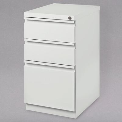Hirsh Industries 19353 White Mobile Pedestal Letter File Cabinet with 2 Box Drawers and 1 File Drawer - 15" x 19 7/8" x 27 3/4"