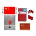 China Heritage Flag Pack - Includes a Chinese 3x5 Flag Vinyl Flag Decal One Single & One Double Friendship Flag Lapel Pin Miniature Desk Flag with Stand & One Iron-On Flag Patch