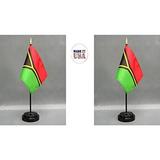 Made in The USA. 2 Vanuatu 4 x6 Miniature Office Desk & Little Hand Waving Table Flags Includes 2 Flag Stands & 2 Vanuatu Small Mini Stick Flags