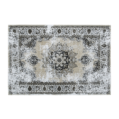 Teppich Beige Grau Baumwolle 160 x 230 cm Kurzflor Orientalisches Muster Maschinengewebt Rechteckig
