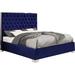 Everly Quinn Spadaro Tufted Platform Bed Upholstered/Velvet in Gray/Blue | 58.5 H x 76 W x 80 D in | Wayfair 3C78049566CE4F5AAC950821D224690C