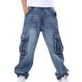 HZCX FASHION Mens Multi-Pockets Cargo Denim Pants Loose Fit Jeans for Big Tall 2018032203-115-LBL-UK 30 TAG 32