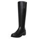 ANUFER Women's Elegant Microfiber Leather Knee High Boots Block Heel Side Zipper Black Riding Boots SN020740 UK6=EU39.5=CN41